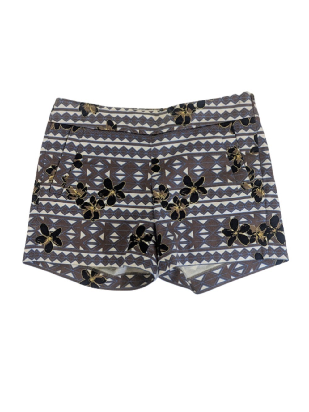 J.Crew Stretch Floral Tribal Print Shorts Size 0 Boho Coastal Resort Festival Y2